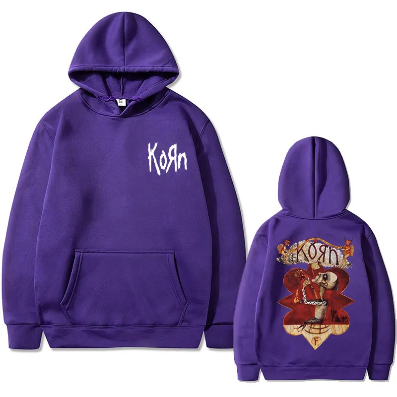 Rock Band Korn Graphic Printed Hoodie Men Women Fleece Oversized Sweatshirts Male Vintage Long Sleeve Clothes Gothic Streetwear