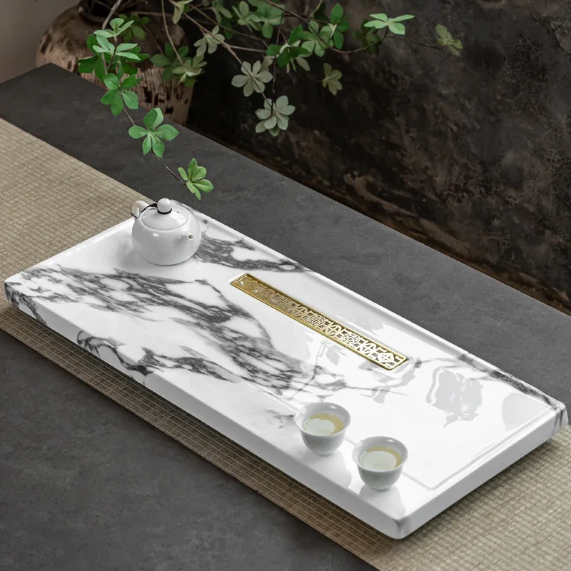 Sealing glaze process new stone tea tray office household light luxury simple kung fu tea set  sea straight drainage tea tray