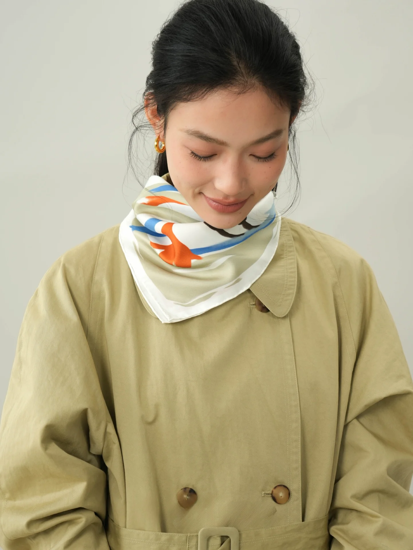 

Weiliao Spring New Silk Scarf Versatile Small Square Tie for All Seasons Youth Geometric Pattern Men Women Universal Decorative