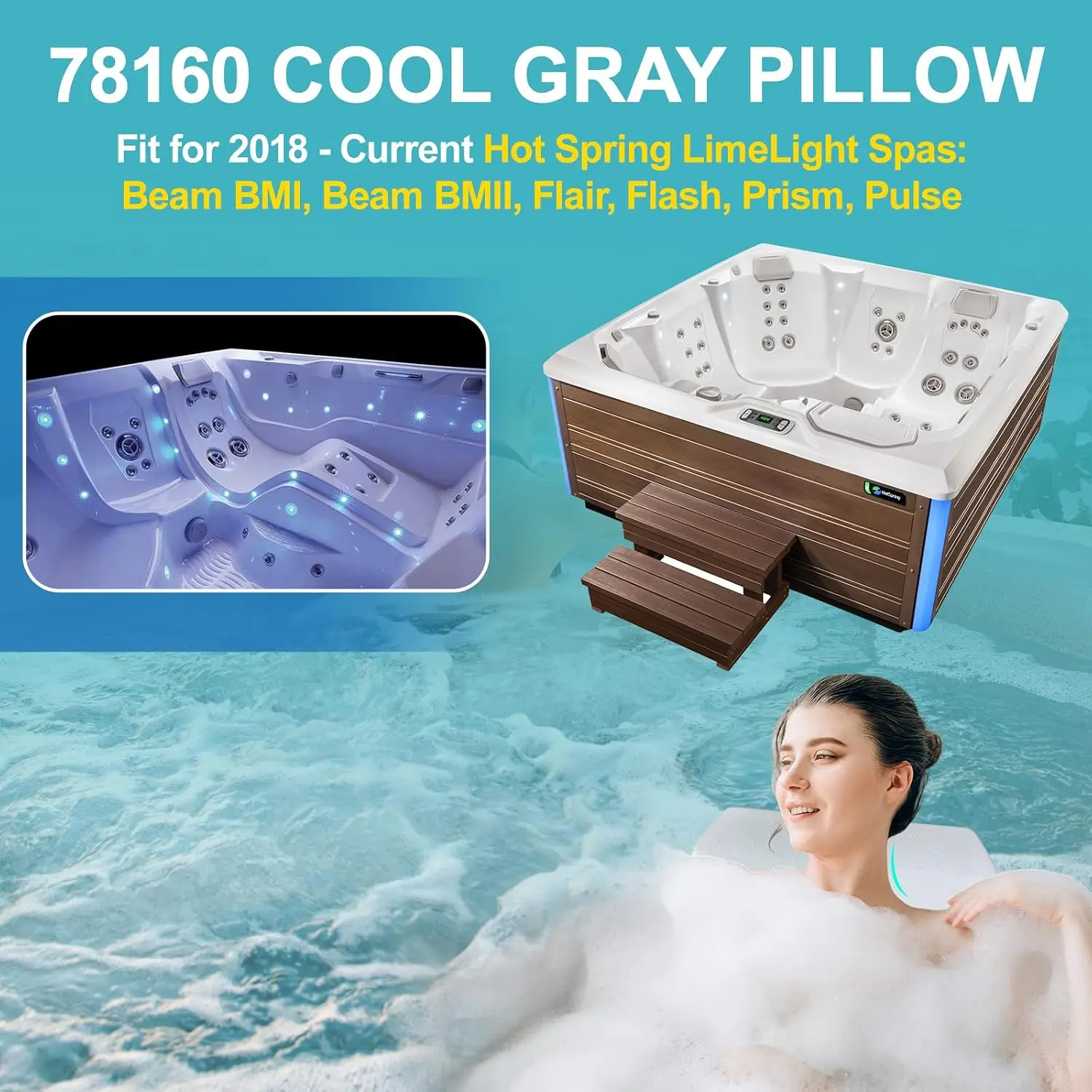 78160 Spa Neck Pillow Fit for 2018 - Current Hot Spring Limelight Collection Spas Beam BMI & BMII, Flair, Flash, Prism, Pulse