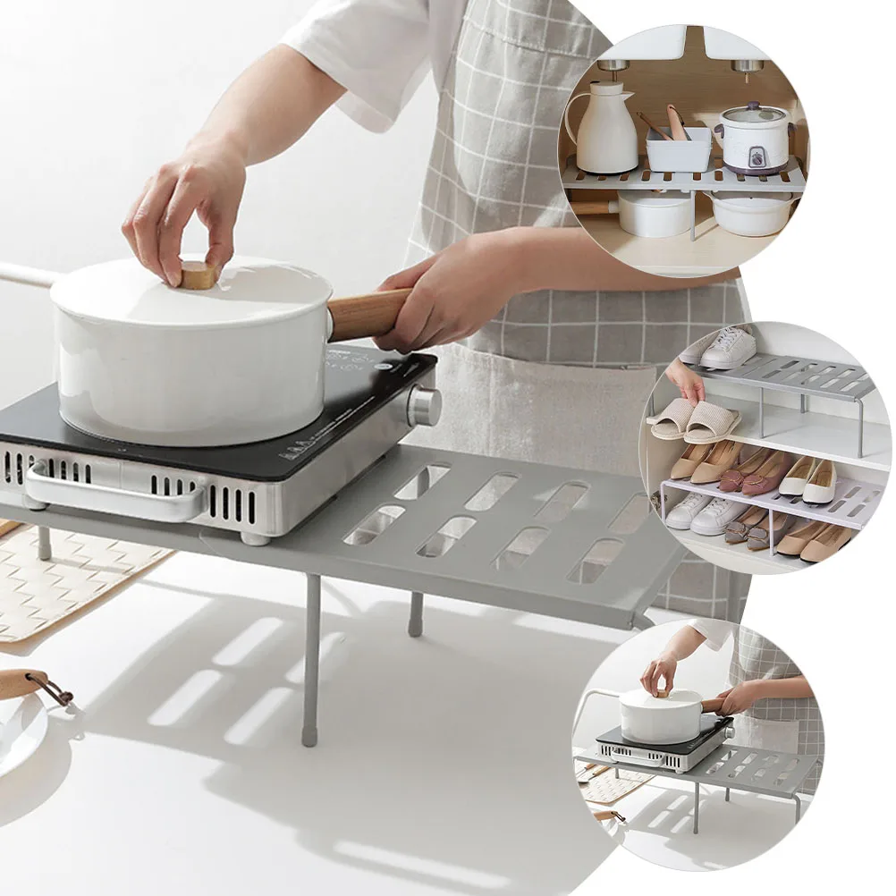 

Telescopic Storage Rack Kitchen Shelf Organizer For Seasonings Cosmetics Food Condiments Cabinet Countertop Strong Load