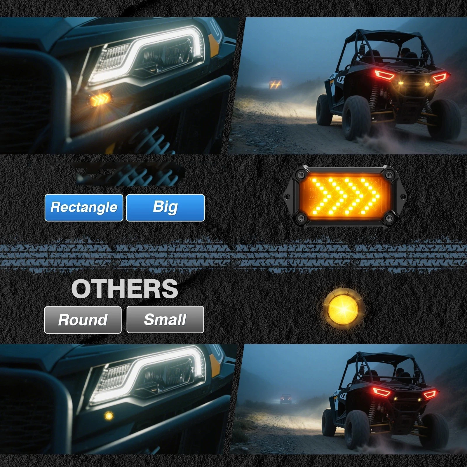 لكاواساكي تيريكس 750 800 KRX 1000 Can-Am المدافع UTV بدوره إشارة الشارع القانوني القرن عدة OEM الروك التبديل مستطيل الوامض #3