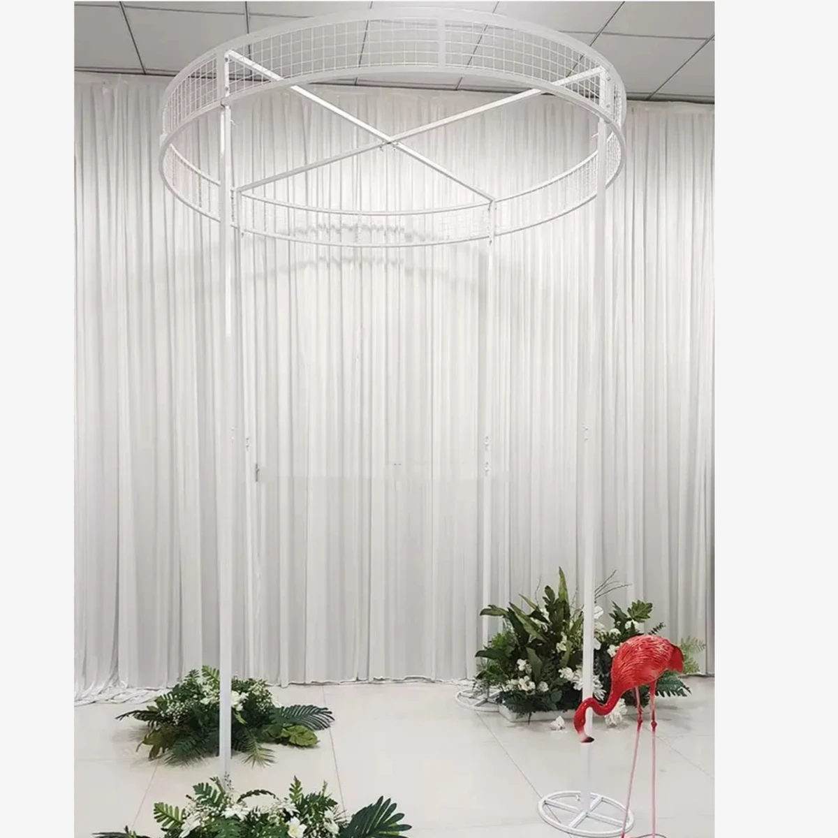 painted colour stainless steel frame flower stage canopy decorative grid floral backdrop stand wedding arch