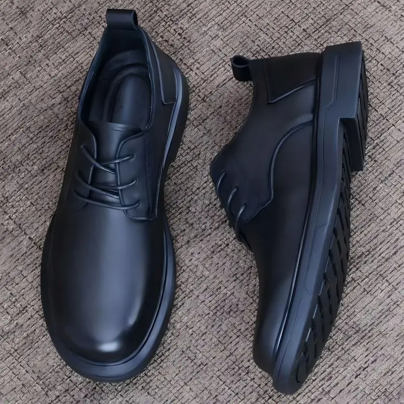 Men's leather shoes 2026 genuine leather breathable business formal wide toe work shoes casual leather shoes