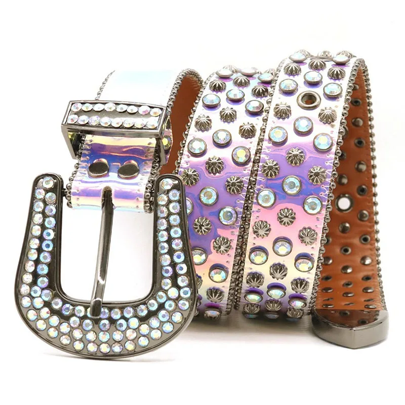 メンズカジュアルステージナイトクラブラインストーンベルトソフトレザーダイヤモンドスタッズベルトデザイナーラウンドリベットウエストバンドウィメンズストラップオンサッシュ