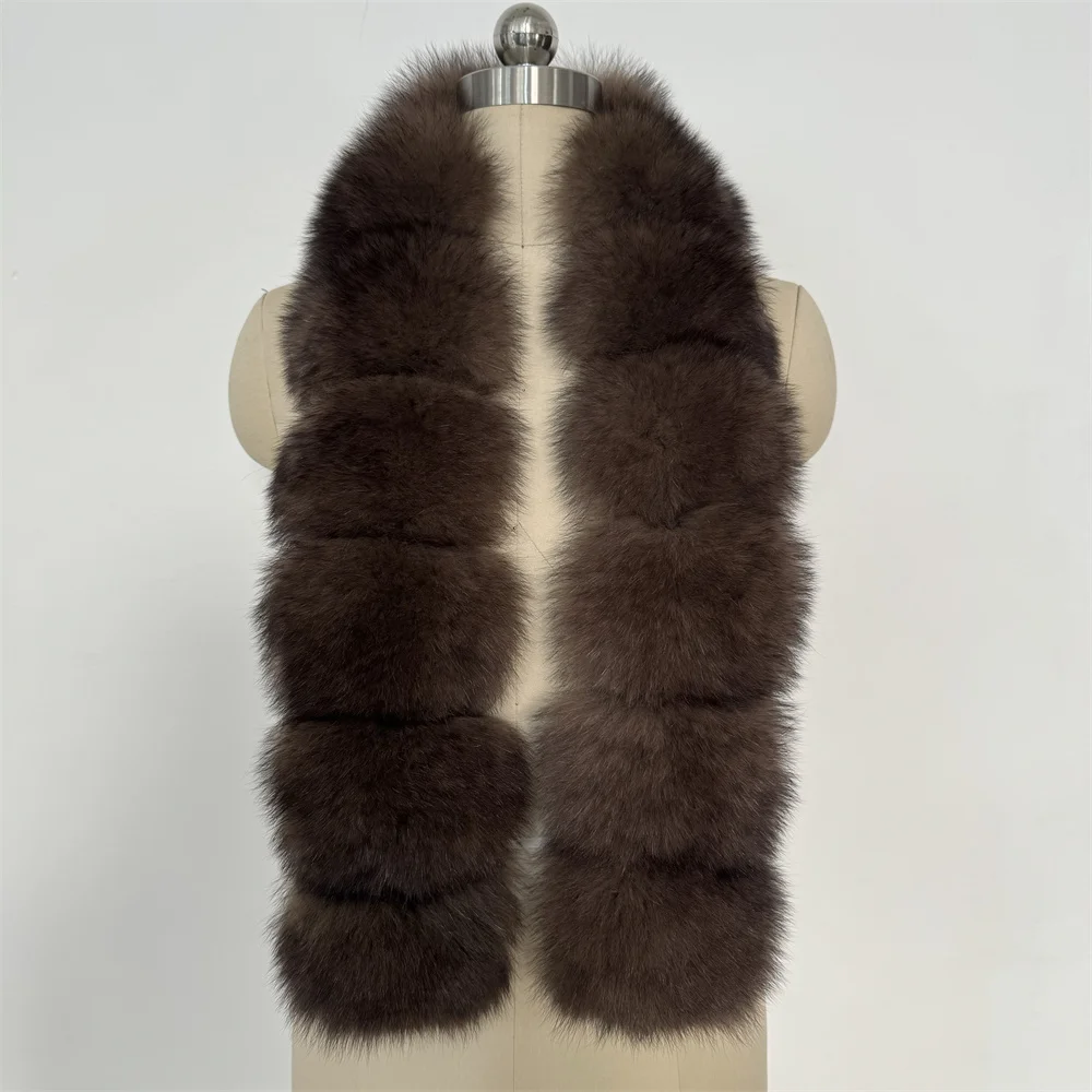المرأة الفاخرة الدافئة ريال فوكس الفراء شال الشتاء السيدات أفخم وشاح يلتف الأوشحة كيب طويل