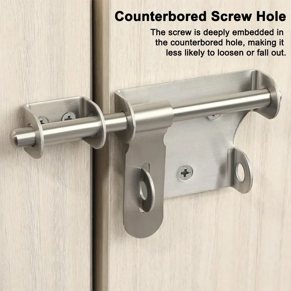 Sliding Door Bolt Lock for Wooden Doors and Garden Sheds with Heavy Duty Stainless Steel Construction and Padlock Compatibility
