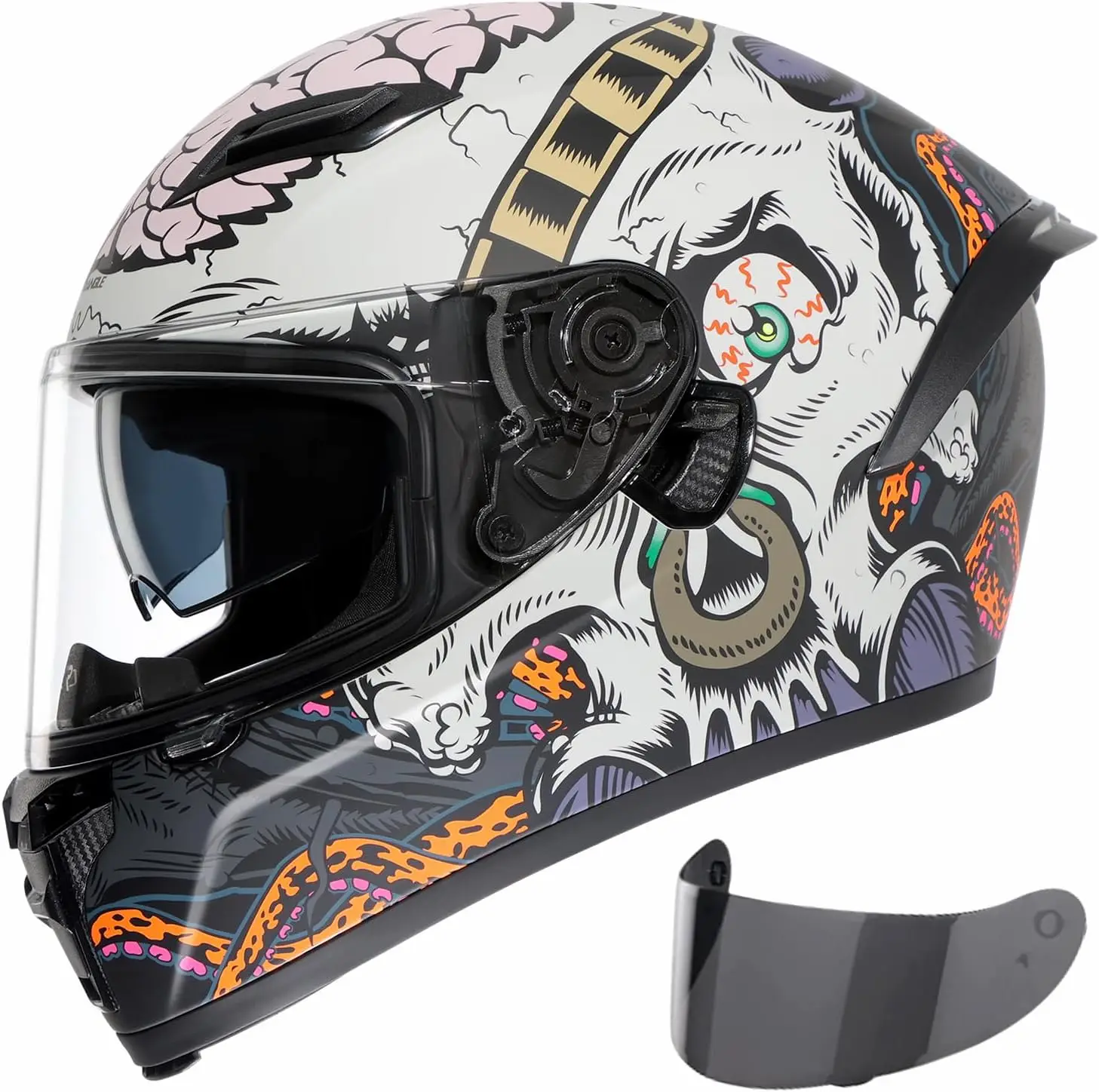 

Motorcycle Helmets Full face Helmet for Adults Men and Women Dual Visor with Internal Sunshield DOT Approved (Black Gray, Medium