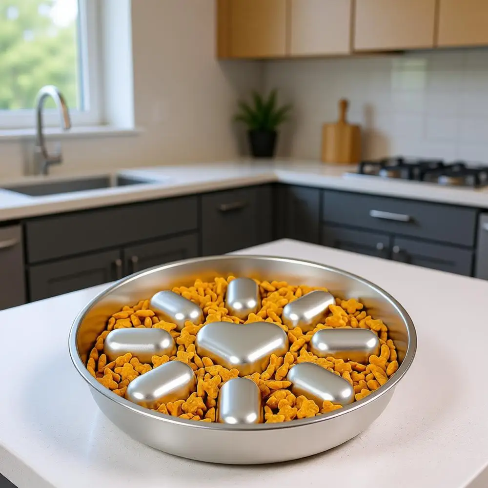 

Slow Feeder Dog Bowls with Non-Slip Mat, Stainless Steel, 2 Cups, Dishwasher Safe, Anti-Guing for Small & Medium Dogs - 2 Pack