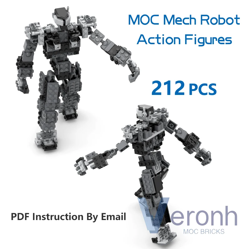 212 PCS Mech Robot Model Set Building Blocks Creative Mechanical Action Figure MOC Idea Bricks Kid Assembly Toys Children Gifts