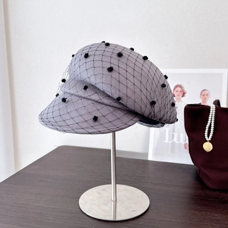 high-quality-new-style-fashion-elegant-mesh-wool-beret-korean-edition-exquisite-fashion-versatile-painter-newsboy-hat