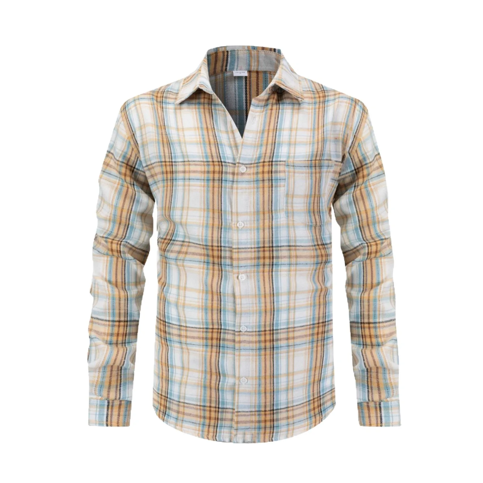 

Men's Outdoor Sports Business Life Versatile Bottom Striped Lapel Long Sleeve Shirt