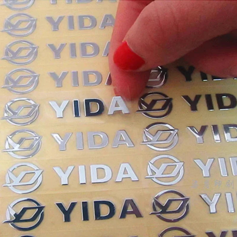 100PCS Custom 3D Logo Sticker UV Transfer Gold Silver Waterproof Stickers Personalized Adhesive Metal DIY Decal Brand Letters