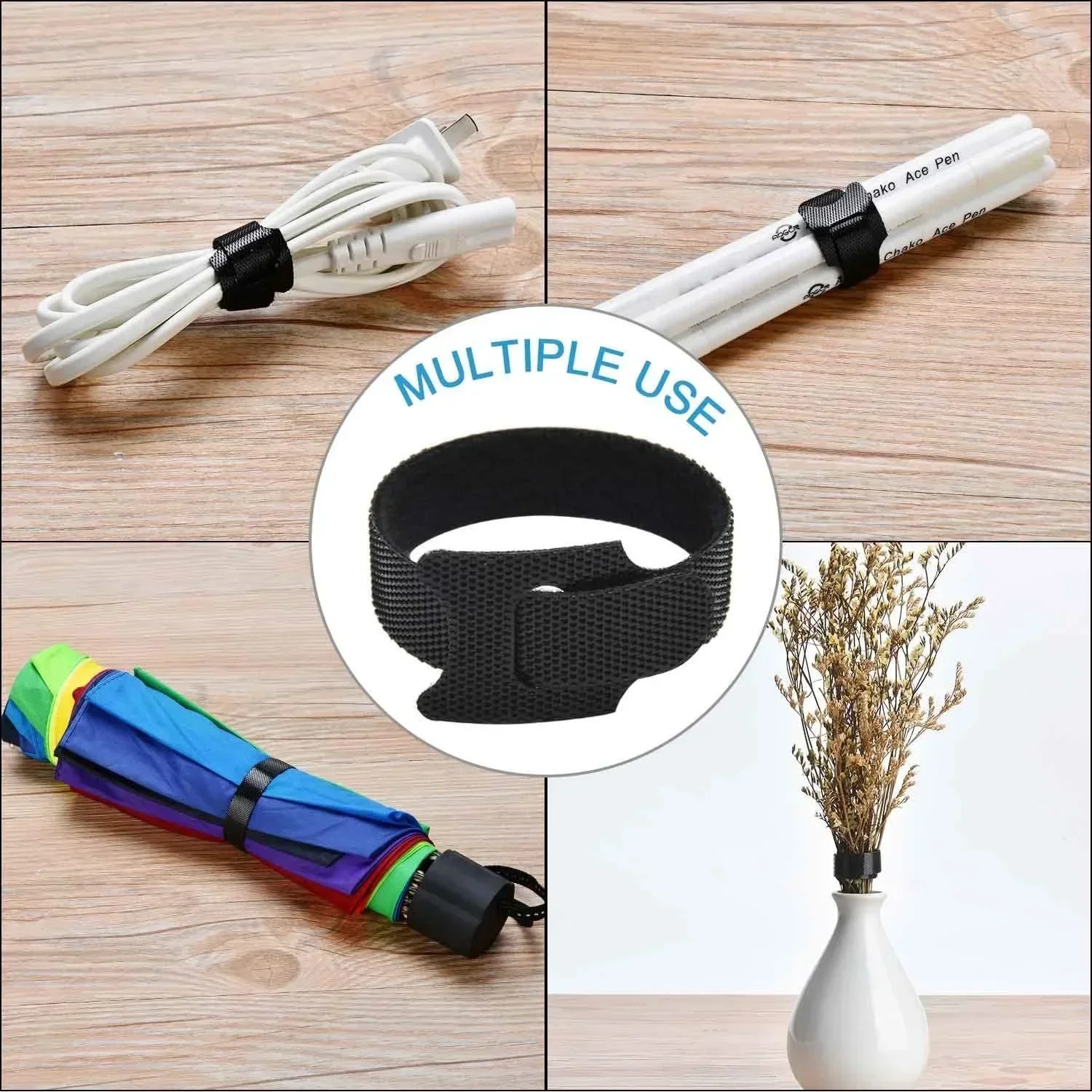 10-100Pcs Reusable Hook And Loop Cable Ties Fastening Strap Multi-Purpose Wire Organizers For Computer/TV/Electronic Devices