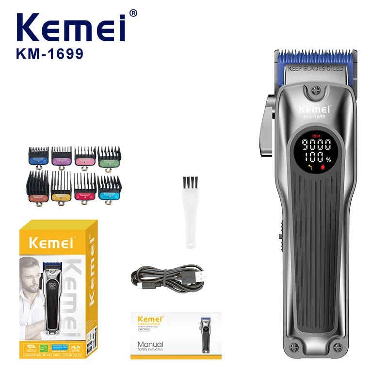 

Kemei Nem Powerful Hair Trimmer Electric Hair Cutting Machine with LED Display Screen Men's Hair Clipper KM-1699
