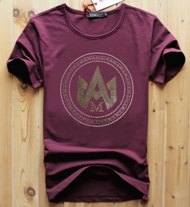 Men's Rhinestone Anime Diamonds Design Cotton T-Shirt Casual Short Sleeve Streetwear in Sizes S to 6XL