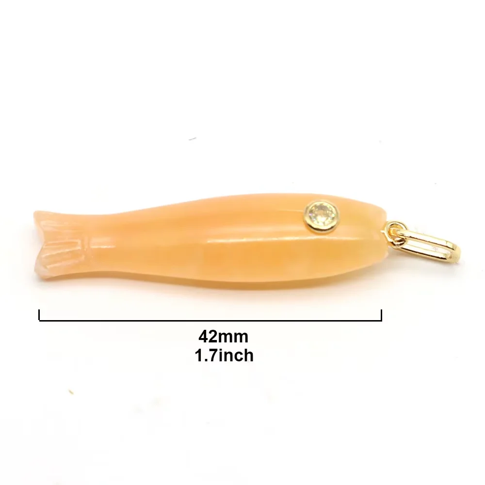 Fish Shape Crystals Stones Pave Zircon Charms Natural Amethyst Rose Quartz Carved Gemstone for DIY Jewelry Accessory