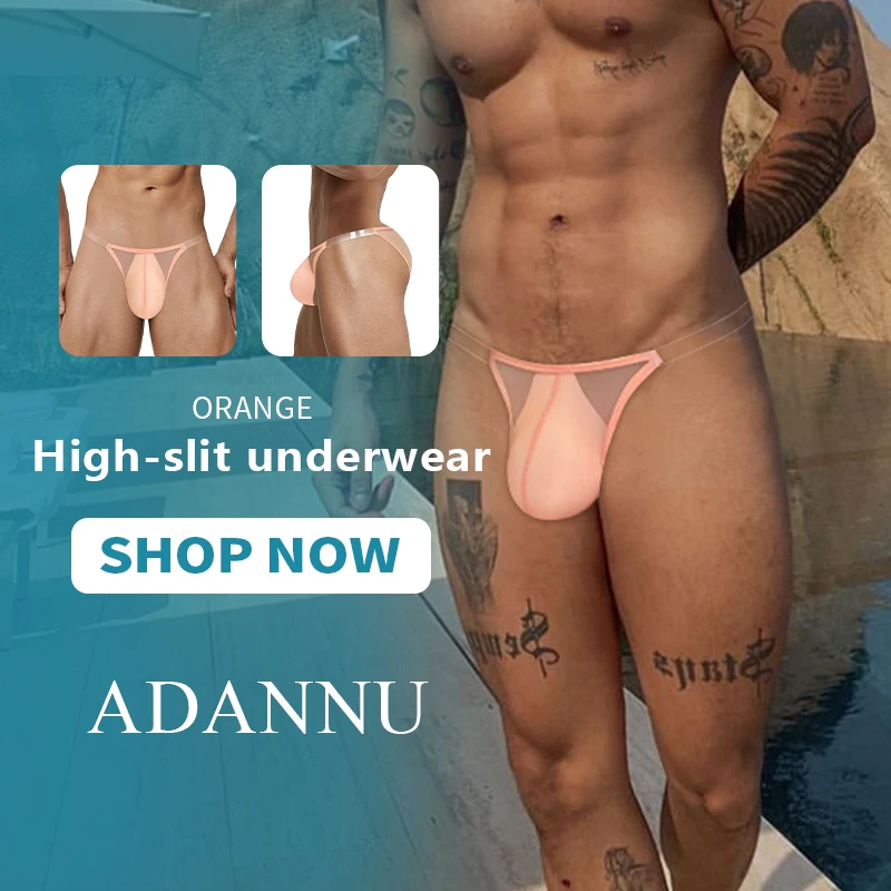 ADANNU Men Underwear Briefs Low Waist Transparent Mesh Sexy Bikini 0.01 Ultra-thin Transparent Mesh Fabric Breathable Brief