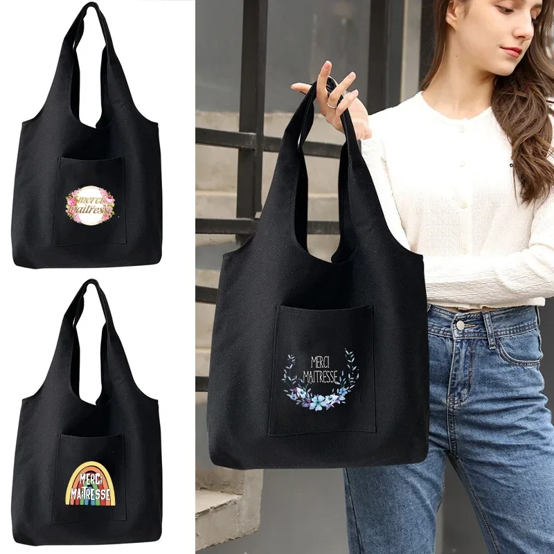 

Tote Bag Canvas Bags Women Outdoors Shopper Bags Portable Messenger Shoulder Bag with Side Pocket Storage Handbags