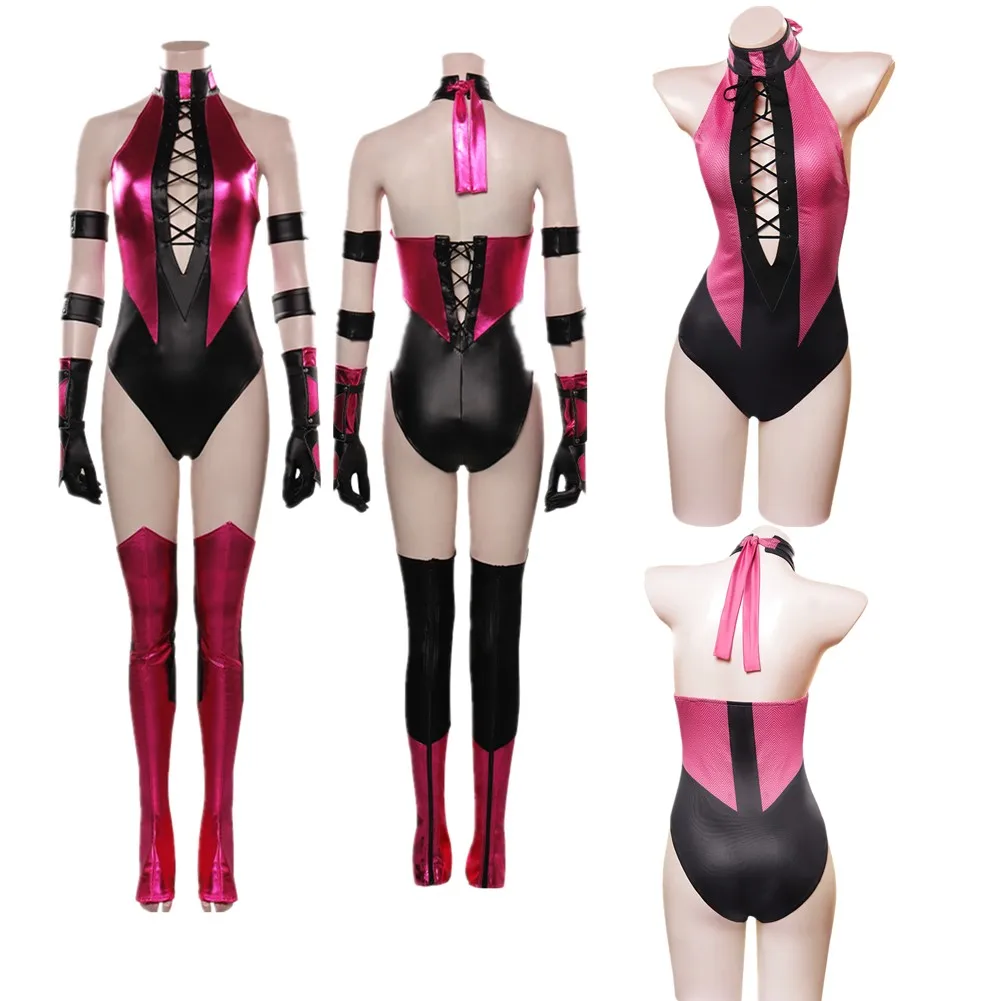 Adult Mileena Princess Mortal Kombat Cosplay Costume Sexy Jumpsuit Swimwear Mask Women Fantasy Outfit Halloween Carnival Suit