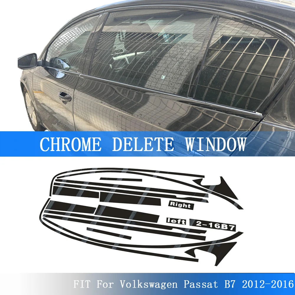 

Glossy Black PVC Car Window Decorative Strip Sticker for Volkswagen Passat B7 2012-2016 European Exterior Protection Accessory