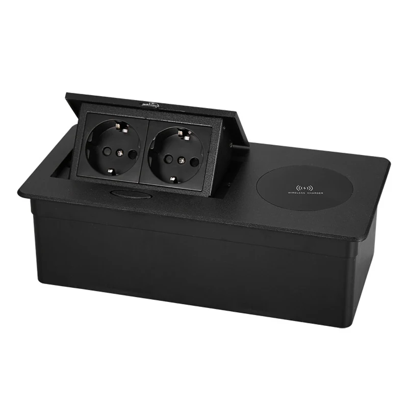 Desktop Socket 45 Type Universal Multifunctional Three-hole Power Socket 250V/13A Wireless Charging Embedded Pop-up EU US Socket