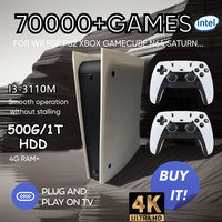 X5 60+Emulators 1T Retro Game Console Batocera I3-3110M 70000+Games For Wii PS2 PSP GameCube N64 Wireless handle 4K HD TVBox