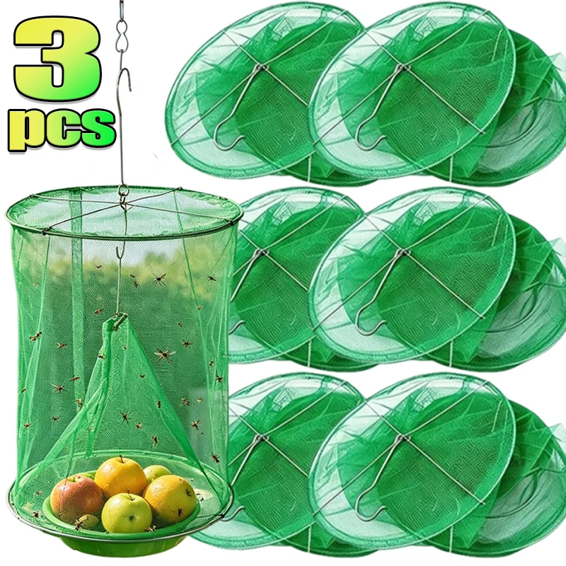Outdoor Fly Traps Reusable Hanging Insect Catcher Mesh Cage Orchard Farm Flying Trap Repellent Garden Pest Catchers Control Tool