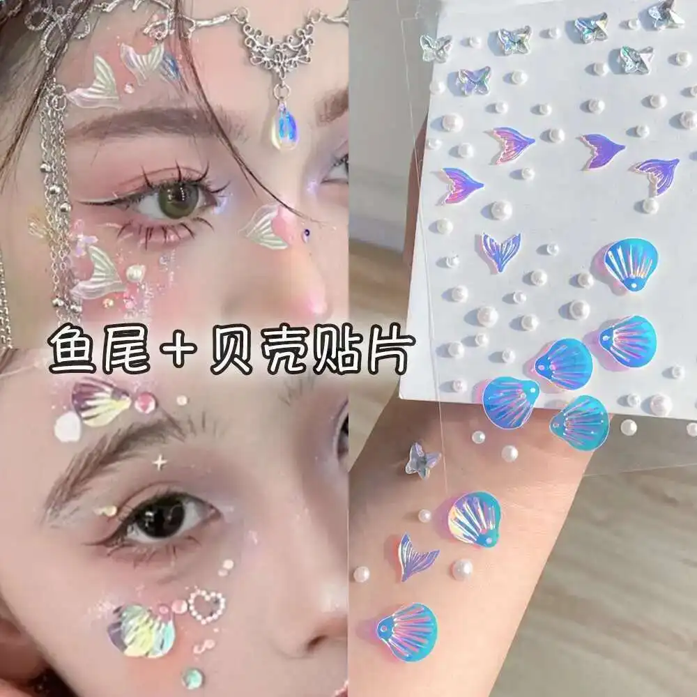 

New Fiesta Carnival Halloween Cos Cosplay Shell Stickers Facial Stickers Jewelry Decorations Ornaments Put On Makeup Mermaid