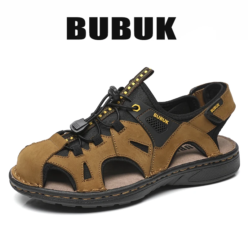 

Новые летние мужские сандалии BUBUK, спортивная пляжная обувь, изготовленные из высококачественной воловьей кожи, подходят для активного отдыха на природе.
