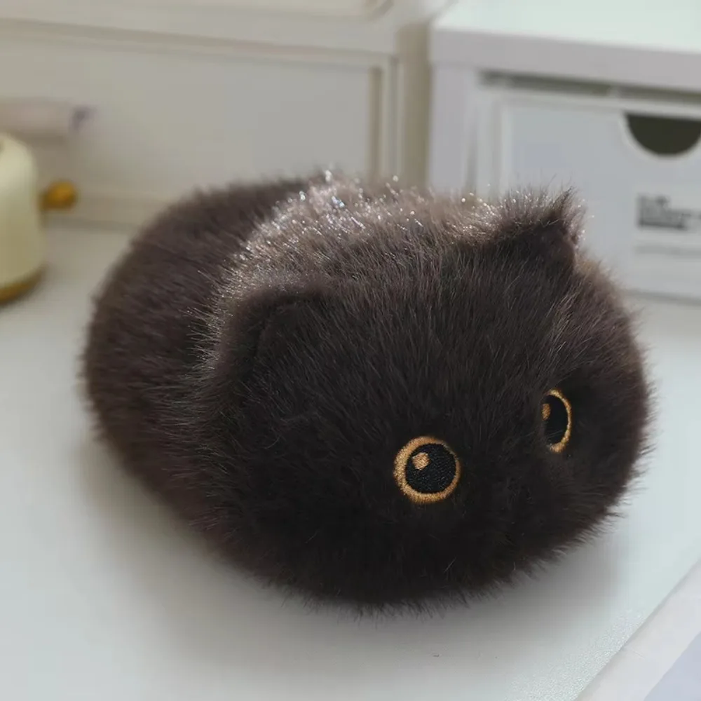 Lovely Cute Stuffed Animals Cat Cartoon Round Kitten Fluffy 20cm Black Cat Baby Gifts