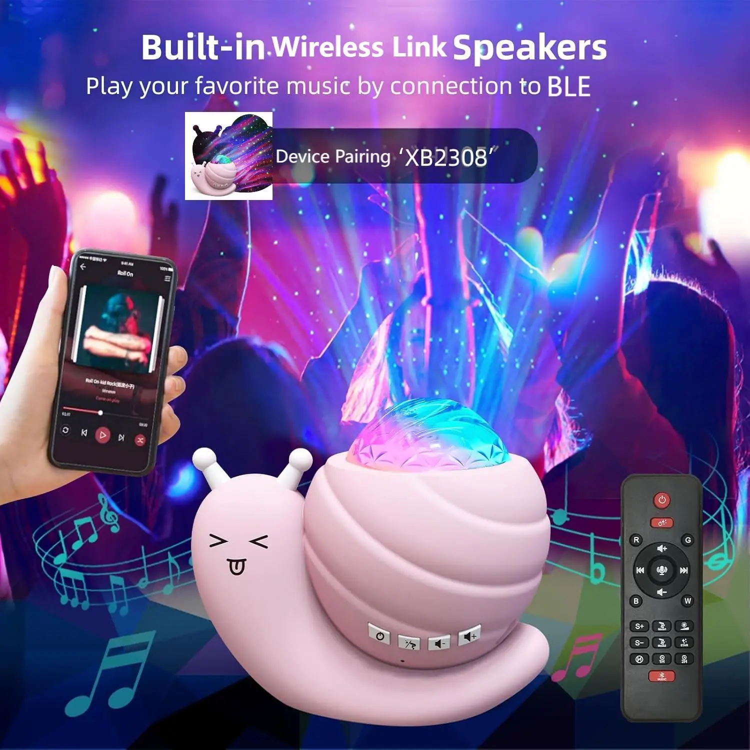 

Snail Northern Lights Projector with Remote and BT Speaker Cute Aurora Light Decorative Light Kids Christmas Gifts Party