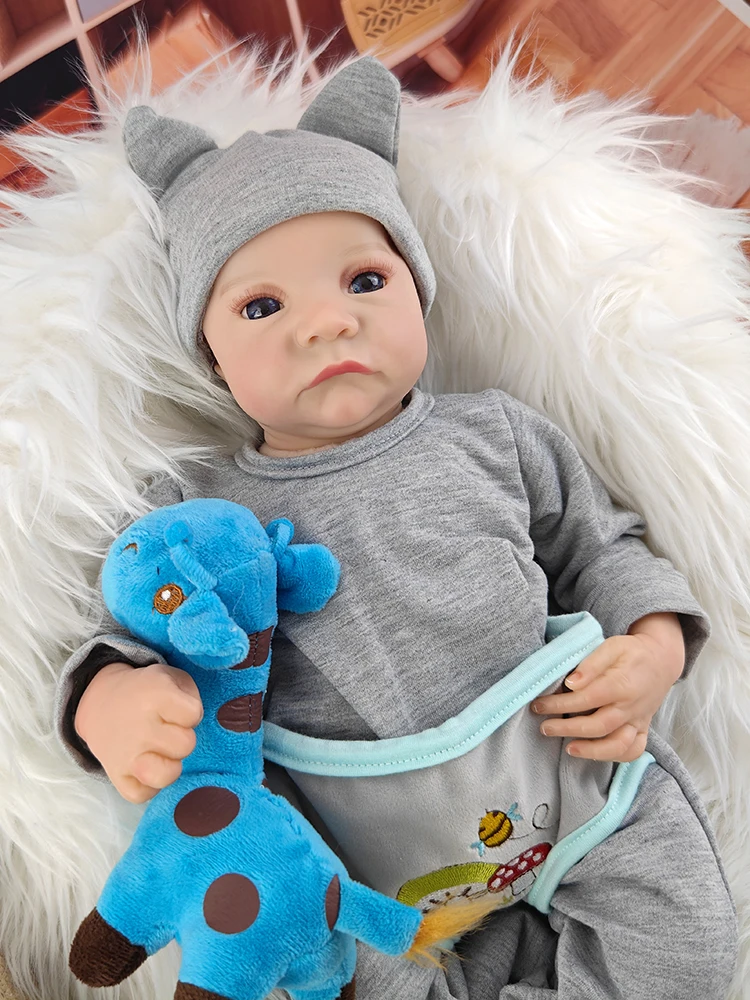 18Inch 46cm Boy Full Body Soft Silicone Vinyl Dolls Painted Newborn Baby Doll Toys For Kid\'s Christmas Gift Muñecas Reborn