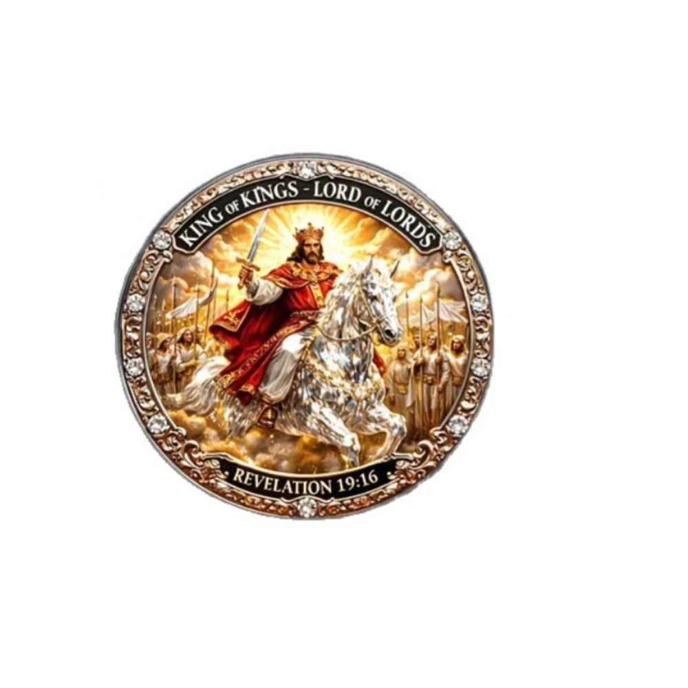 Flat Stainless Steel Glass Brooch Religious Belief Series Lapel Pin Decoration