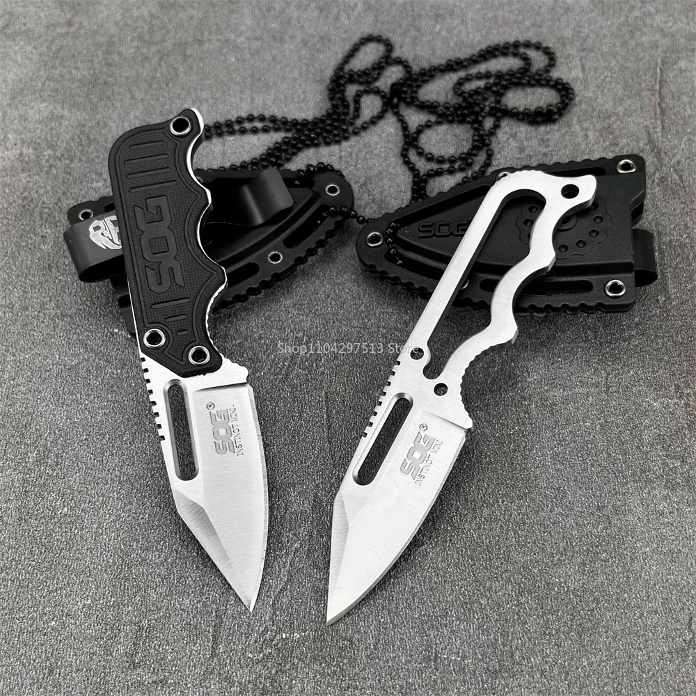 

Lightweight Mini Pocket Straight Knife, EDC Necklace with Sheath, 5Cr15MoV Blade, Survival Knife, Camping Hunting Tactical Tool