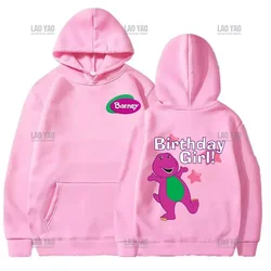 Cute Purple Dinosaur Hoodie Girl Kawaii Family Party Costume Barney and Friends Sweatshirt Fall Warm Hoodie Gift