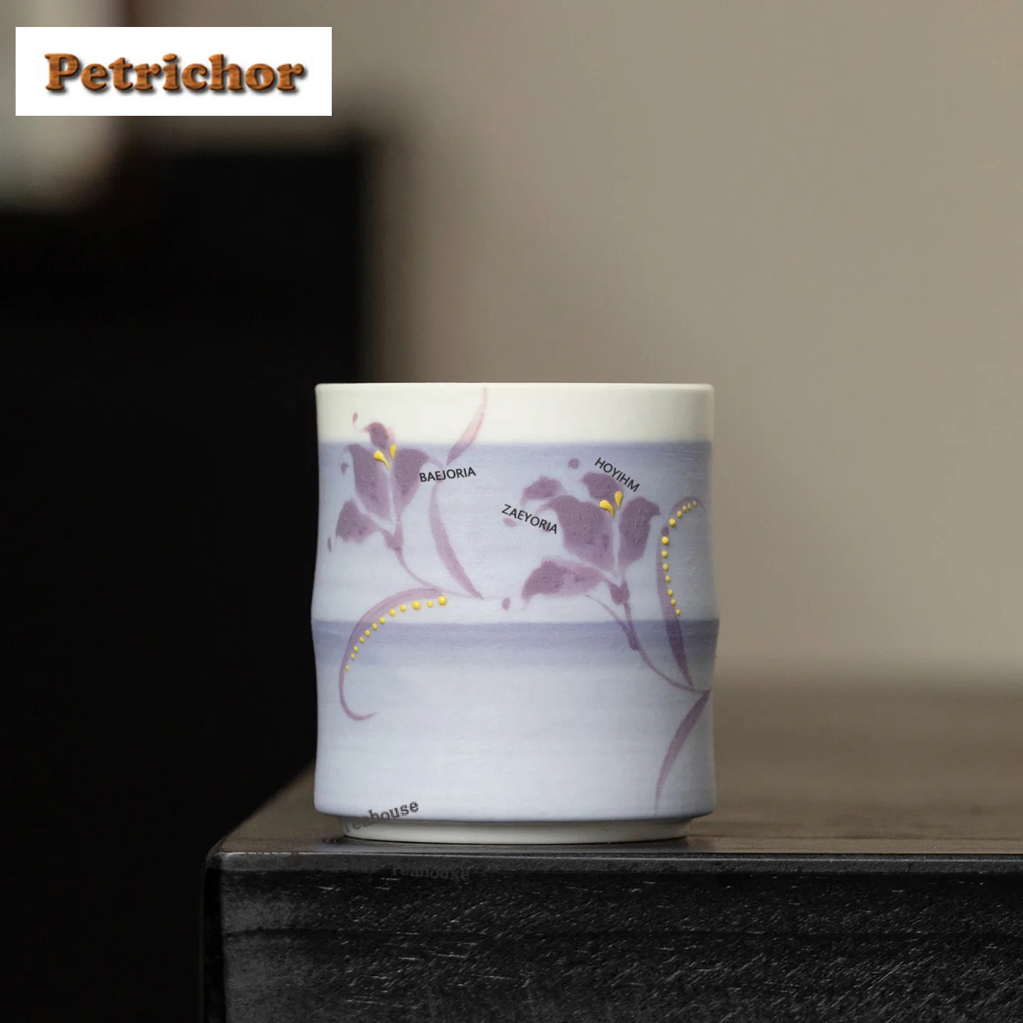 100ml Hand-painted Purple Iris Flower Teacup Boutique Tea Bowl Mug Tea-tasting Personal Cup Jianzhan Master Cups Drinkware