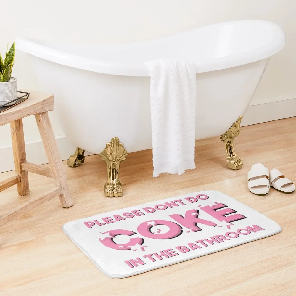 

Please Don’t Do Coke In The Bathroom Funny, Sarcastic Bathroom Decor Sparkly Pink Bath Mat Toilet Rug Entrance Doormat Mat