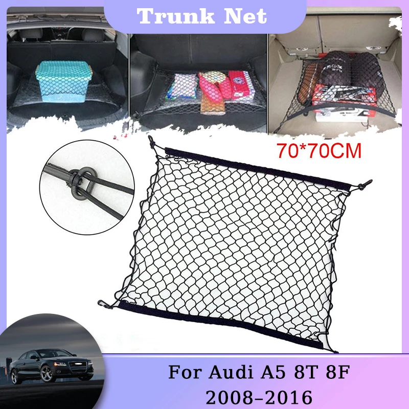 Trunk Storage Net For Audi A5 8T 8F MK1 Coupe Sportback 2008 2009 2010 2011 2012 2013 2014 2015 2016 Nylon Mesh Car Rear Luggage 