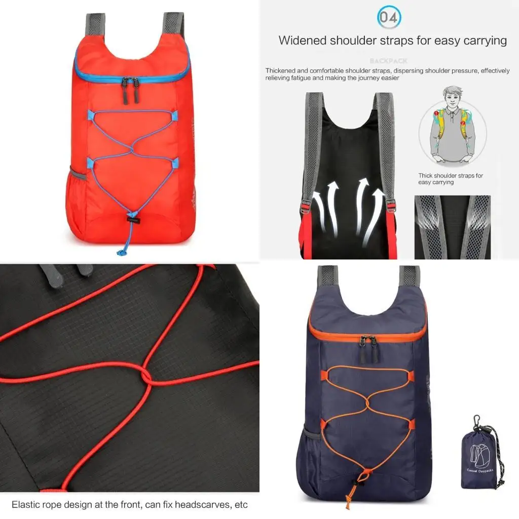 

D46D Foldable Outdoor Backpack Portable Camping Hiking Travel Daypack Large Capacity Casual Bag for Women Men