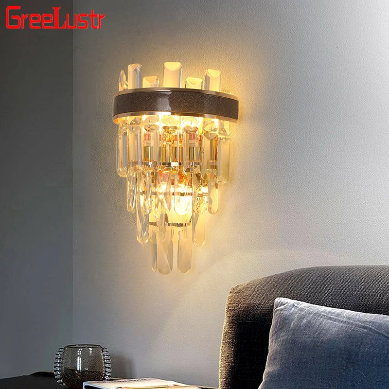 

Crystal Wall Lamp Lustres Living Room Bedroom Wall Sconce Lighting Fixtures Modern Staircase Luminarias Home Indoor Decora Lamps