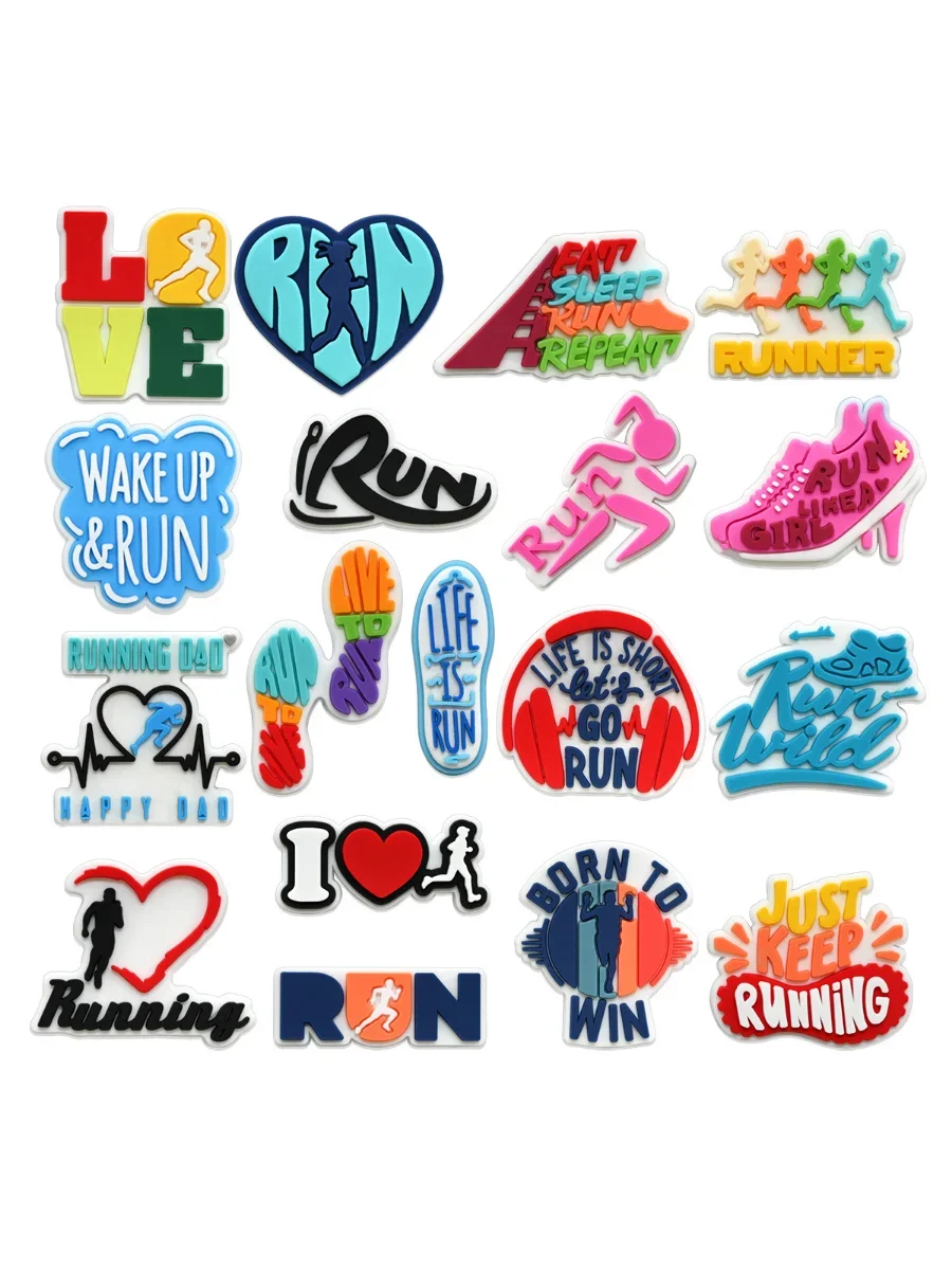 PVC marathon sport chaussure de course boucle breloques accessoires décorations pour sandales sneaker sabots bracelets bracelets enfants cadeau