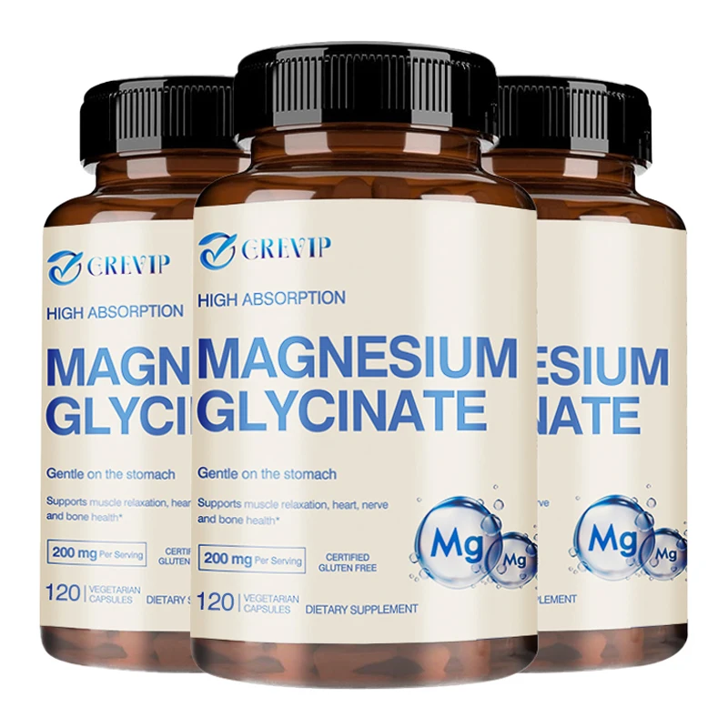 

Magnesium Glycinate 200mg - Nerves System, Improve Mood Nervous, Muscles Recovery, Heart Health, Sleep Quality Support