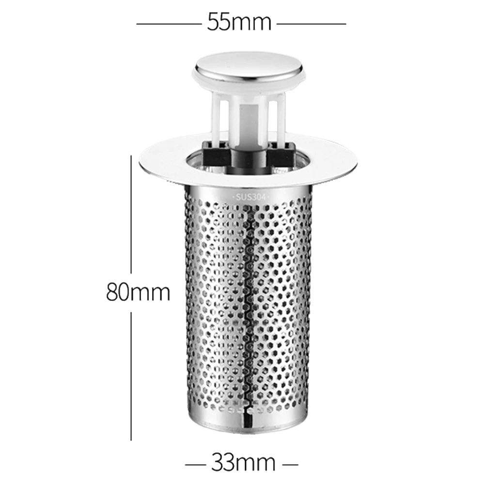 Filtre de Vidange de Sol en Acier Inoxydable, Bouchon de Lavabo, Anti-Odeur, Pop-Up, Noyau de Rebond, Bouchon de Bassin, Attrape-Cheveux, Crépine d'Évier, 1 Pièce