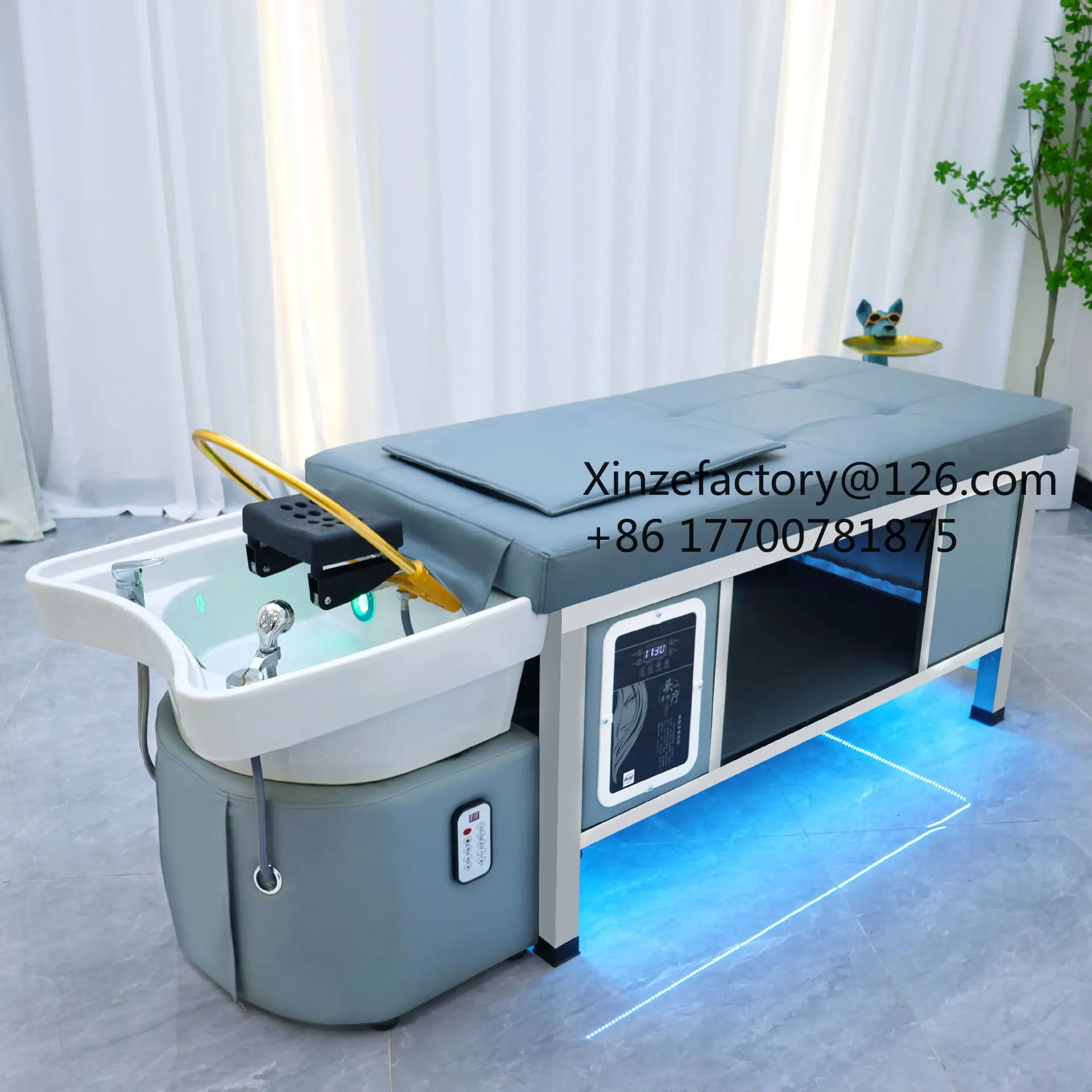Factory Direct 2026 Top Rated Ceramic Basin Thai Shampoo Bed Electric Intelligent Massage Bed Constant Temperature Water