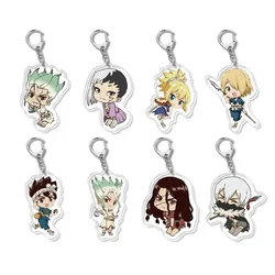 Dr.STONE Acrylic Keychain Cartoon Cute Transparent Charm Figures Key Chain for Bag Backpack Fans Gift Anime Jewelry Accessories