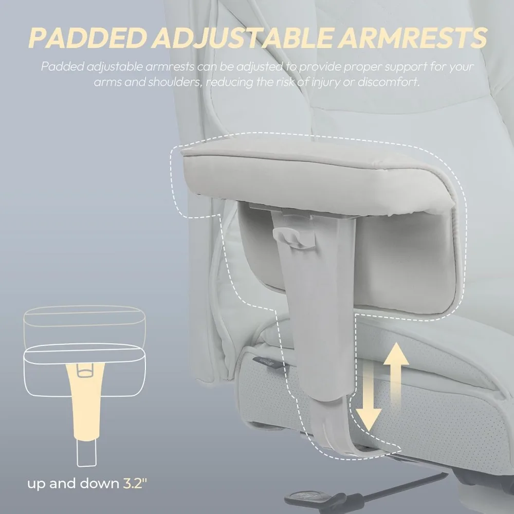 كرسي مكتب Dowinx كبير وطويل مع وسادة زنبركية للجيب، وكراسي ألعاب كمبيوتر عالية الظهر مع مساند للذراعين وأسفل الظهر قابلة للتعديل #4