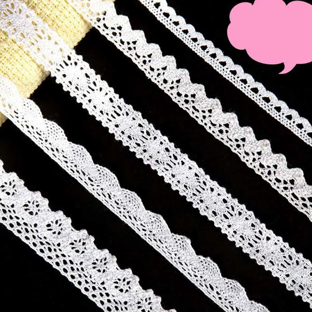 

Lace Trimming 5 Rolls Embroidered Applique Burlap Rope White Ribbon for DIY Craft Gift Packing Wedding Party Decoration
