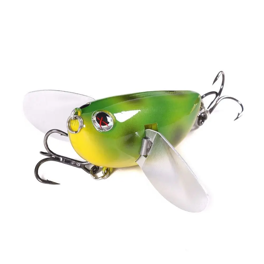 Lifelike Bee Crankbait Lure with Two Metal Spoon Bumblebee Bee-Shaped Fishing Bait Artificial Simulation Fishing Lure Bass