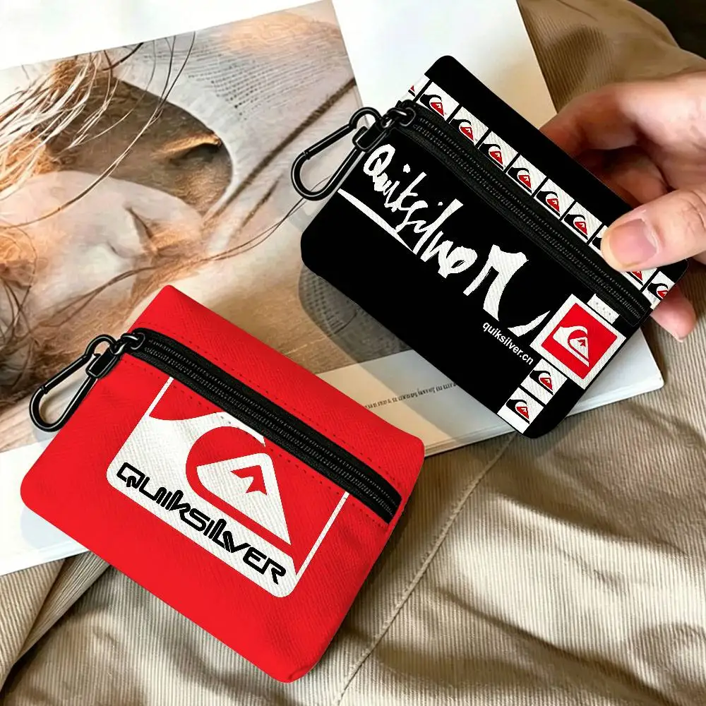 Surf Brand Q-Quiksilver Fashion Oxford Coin Wallet Detachable Carabiner Hook Compact Storage Bag For Outdoor Shopping Accessory